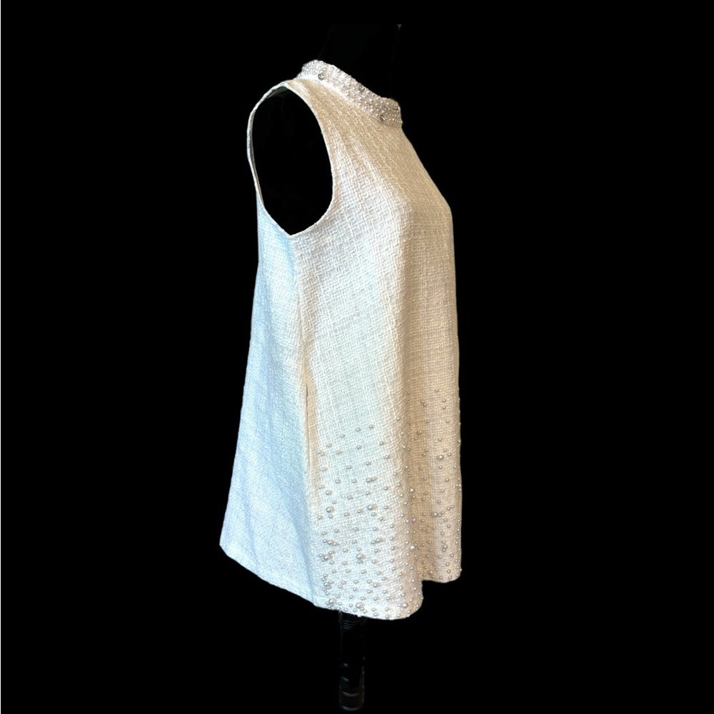 Tweed Pearl Embellished Shift Dress Small - Picture 12 of 16
